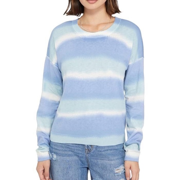 MSRP$99 Sanctuary Blues & White‎ Tie-Dye Stripes Sweater Lightweight NWT Sz 1X - Picture 1 of 9